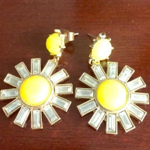 statement earrings - neon yellow and crystal